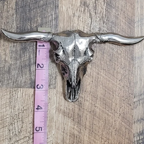 Western Silver Longhorn Bull Skull Belt Buckle Festival Ciuntry Music Concert - Picture 7 of 8